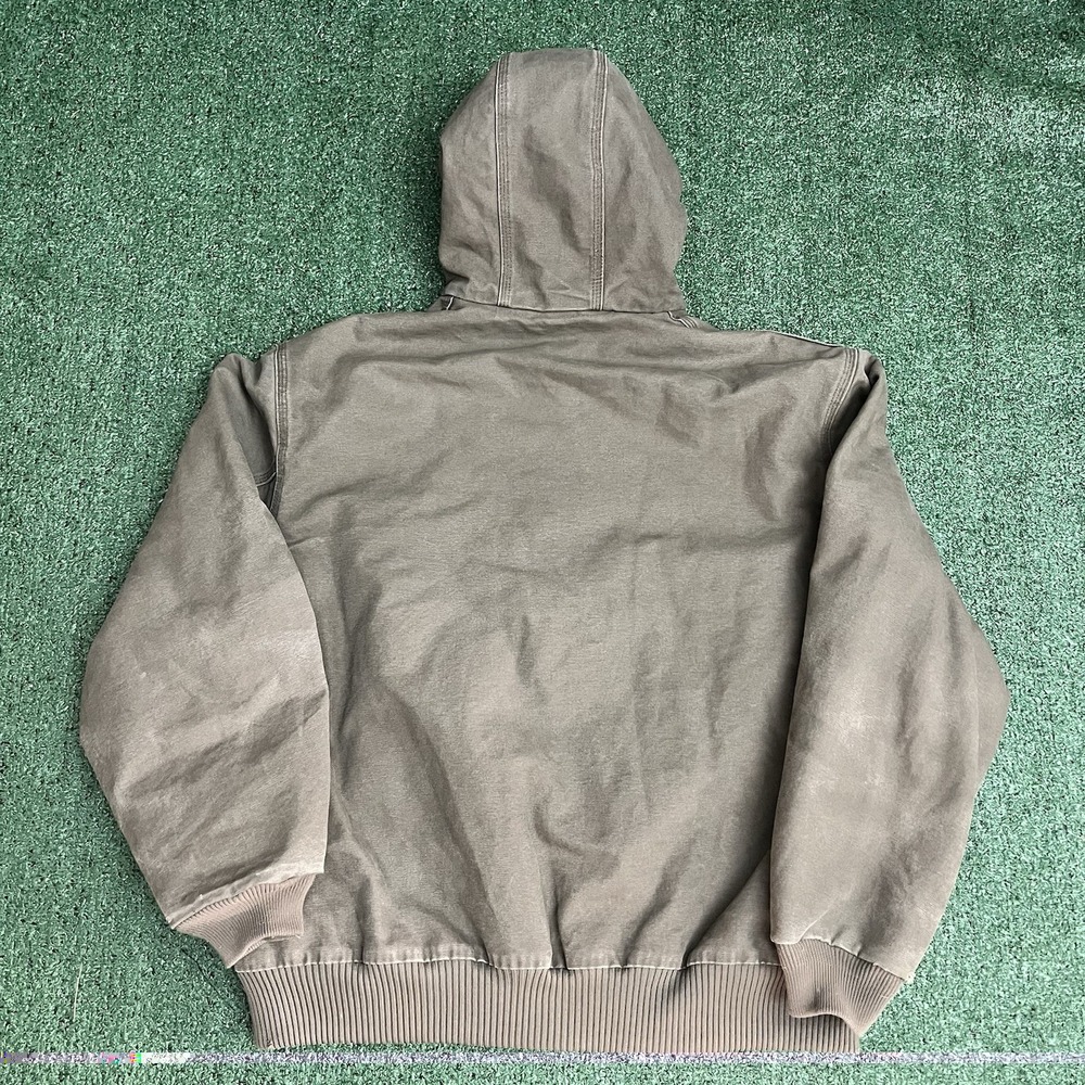 Carhartt Mens Sz XL J130 LBR Jacket Light Brown Quilt Lined Hooded Full Zip - Picture 5 of 8